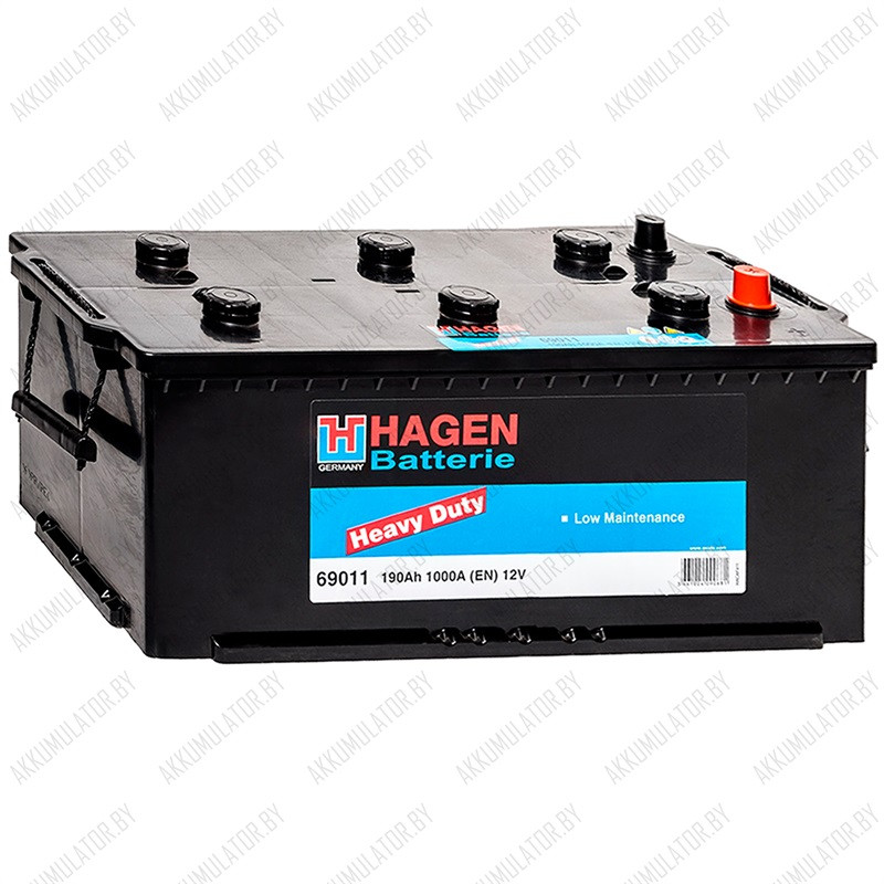 Аккумулятор Hagen Starter 69011 / 190Ah / 1 000А / Обратная полярность / 513 x 223 x 223