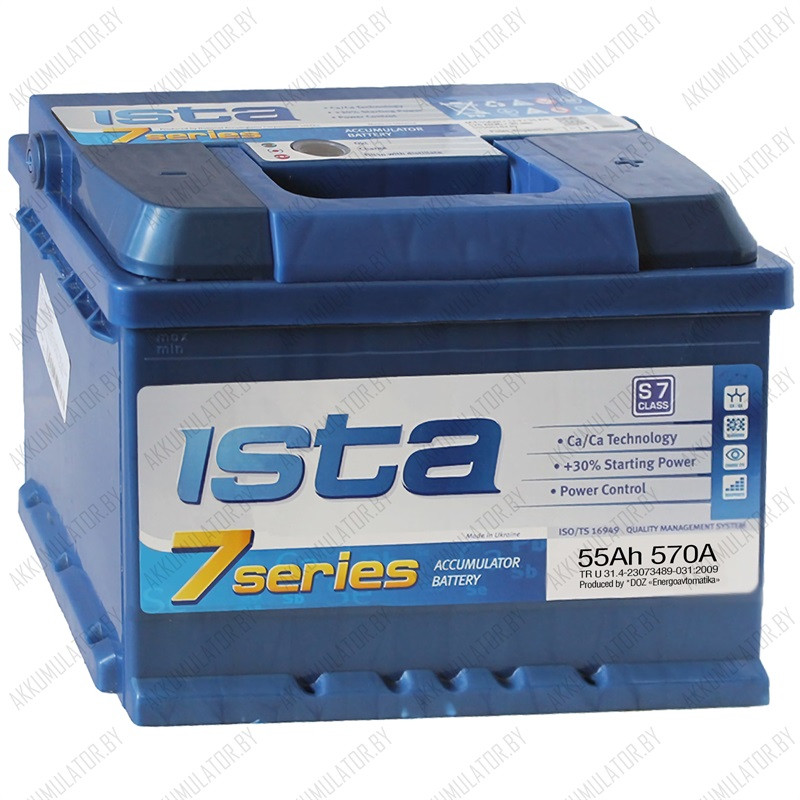 Аккумулятор ISTA 7 Series 6CT-55 A2Н E / Низкий / 55Ah / 570А - фото 1 - id-p75048844