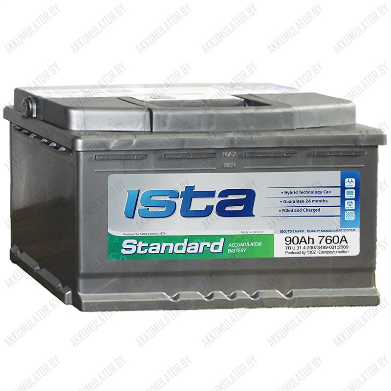 Аккумулятор ISTA Standard 6CT-90 A1 / 90Ah / 760А / Прямая полярность - фото 1 - id-p75048875