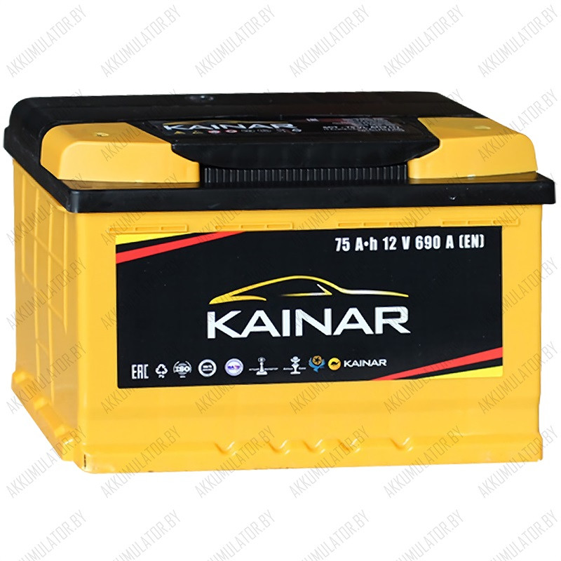 Аккумулятор Kainar 75Ah / 690А / Обратная полярность / 278 x 175 x 190 / Низкий
