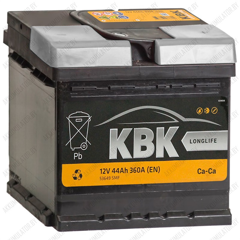 Аккумулятор KBK 44 / [ 110444] / Низкий / 44Ah / 360А / Обратная полярность / 204 x 175 x 175