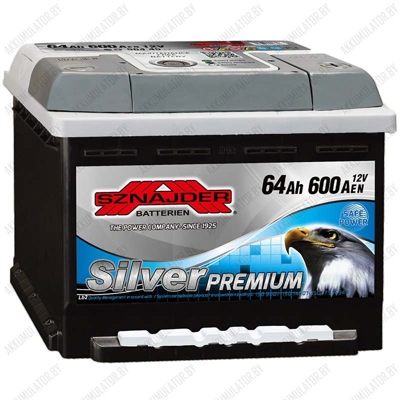 Аккумулятор Sznajder Silver Premium / 564 45 / Низкий / 64Ah / 600А / Обратная полярность / 242 x 175 x 175