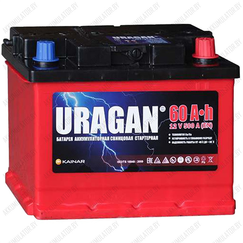 Аккумулятор Uragan 60 Ah / 500А