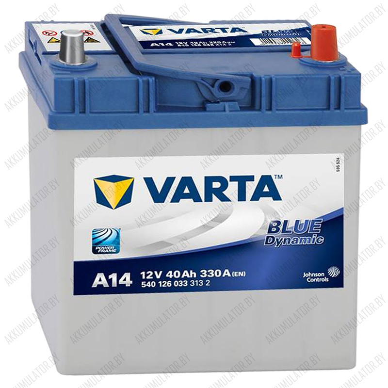Аккумулятор Varta Blue Dynamic Asia A14 / [540 126 033] / 40Ah / 330А / Обратная полярность / 187 x 127 x 200