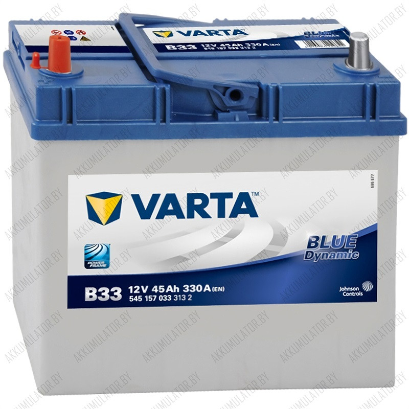 Аккумулятор Varta Blue Dynamic Asia B33 / [545 157 033] / 45Ah / 330А / Прямая полярность / 238 x 127 x 200