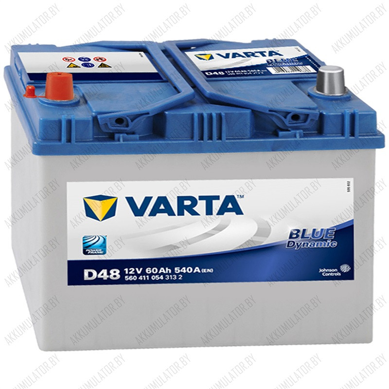 Аккумулятор Varta Blue Dynamic Asia D48 / [560 411 054] / 60Ah / 540А / Прямая полярность - фото 1 - id-p75049073