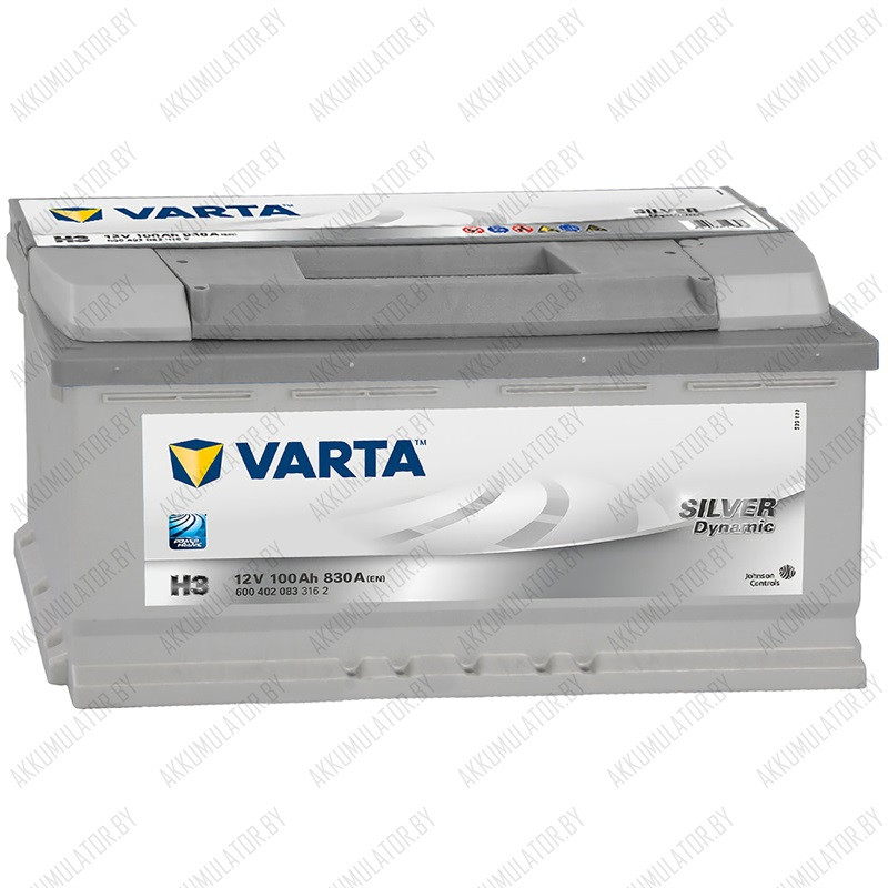 Аккумулятор Varta Silver Dynamic H3 / [600 402 083] / 100Ah / 830А / Обратная полярность / 353 x 175 x 190