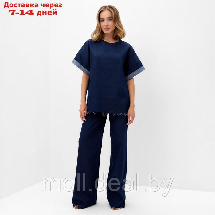Футболка женская оверсайз MINAKU: Jeans Collection цвет синий, р-р 42 - фото 2 - id-p215257968