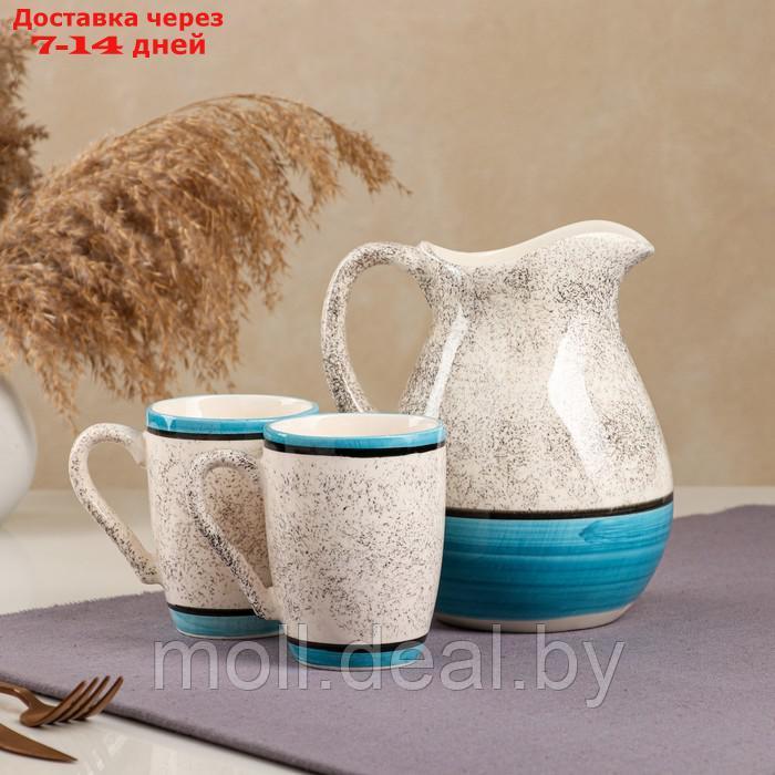 Набор посуды "Персия", керамика, синий, кувшин 1.5 л, кружка 350 мл, 3 предмета, Иран - фото 2 - id-p215248050