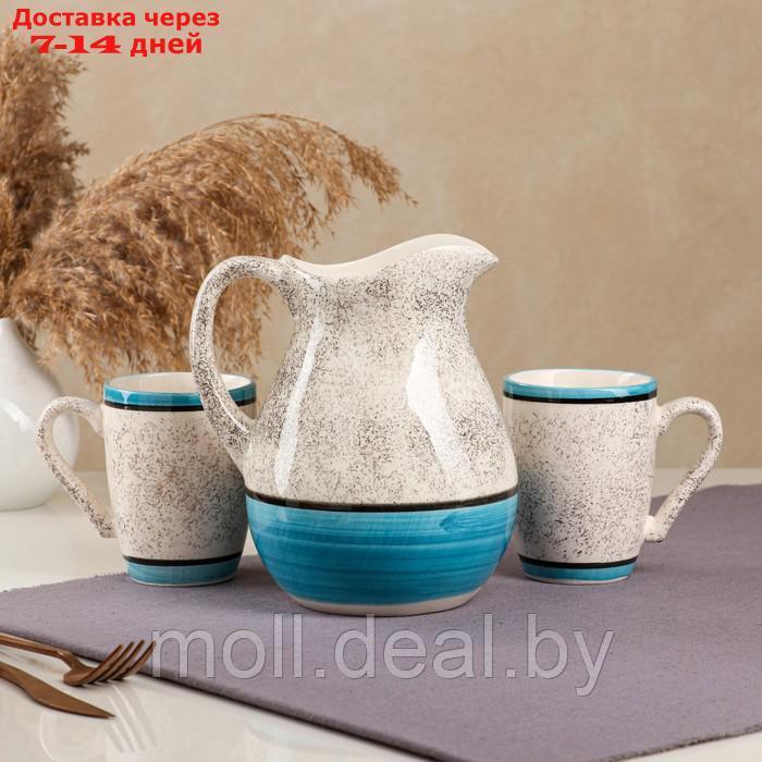 Набор посуды "Персия", керамика, синий, кувшин 1.5 л, кружка 350 мл, 3 предмета, Иран - фото 3 - id-p215248050