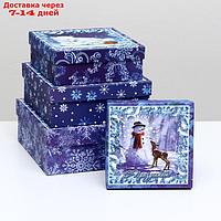 Набор коробок 4 в 1 "Новогодний секрет", 19 х 19 х 7,5 см- 14 х 14 х 5 см