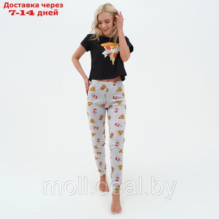 Пижама женская (футболка и брюки) KAFTAN Pizza р. 52-54, черный - фото 5 - id-p215249093
