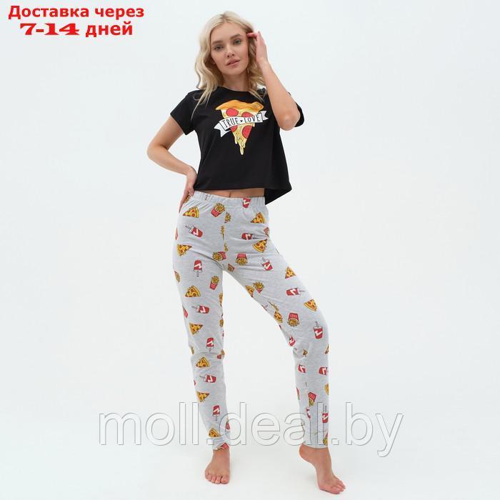 Пижама женская (футболка и брюки) KAFTAN Pizza р. 52-54, черный - фото 7 - id-p215249093