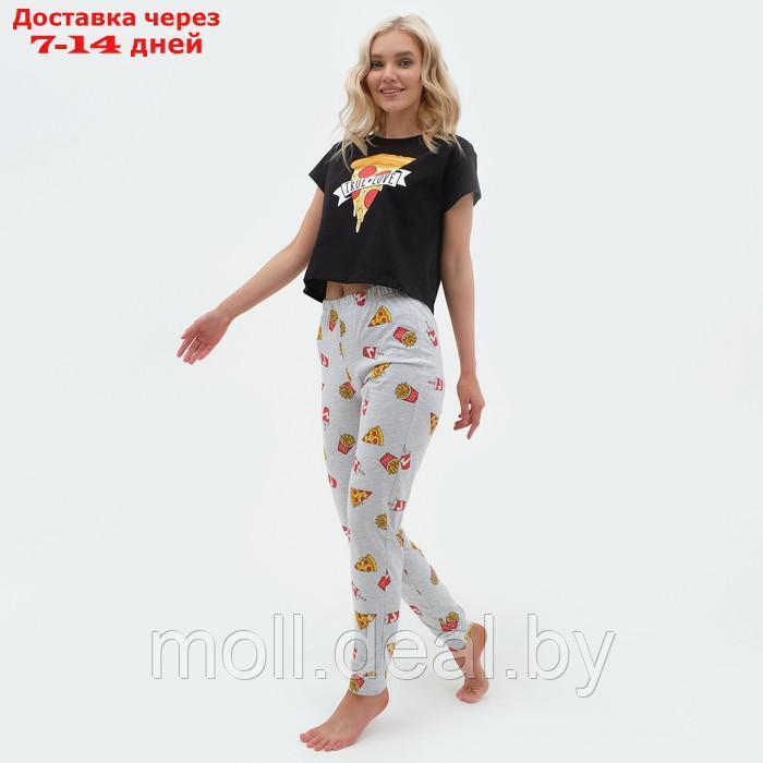 Пижама женская (футболка и брюки) KAFTAN Pizza р. 44-46, черный - фото 3 - id-p215249094