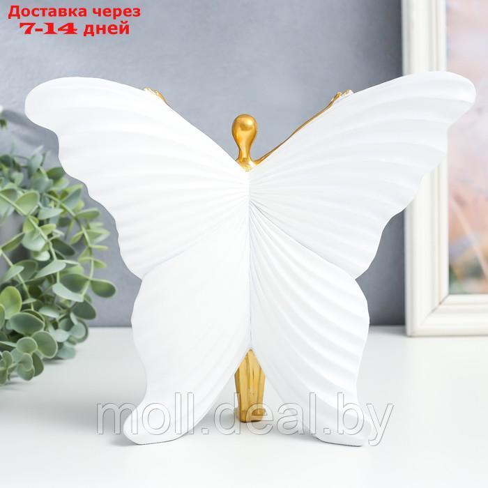 Сувенир полистоун "Девушка-бабочка" белый с золотом 25х8х20,5 см - фото 4 - id-p215249884