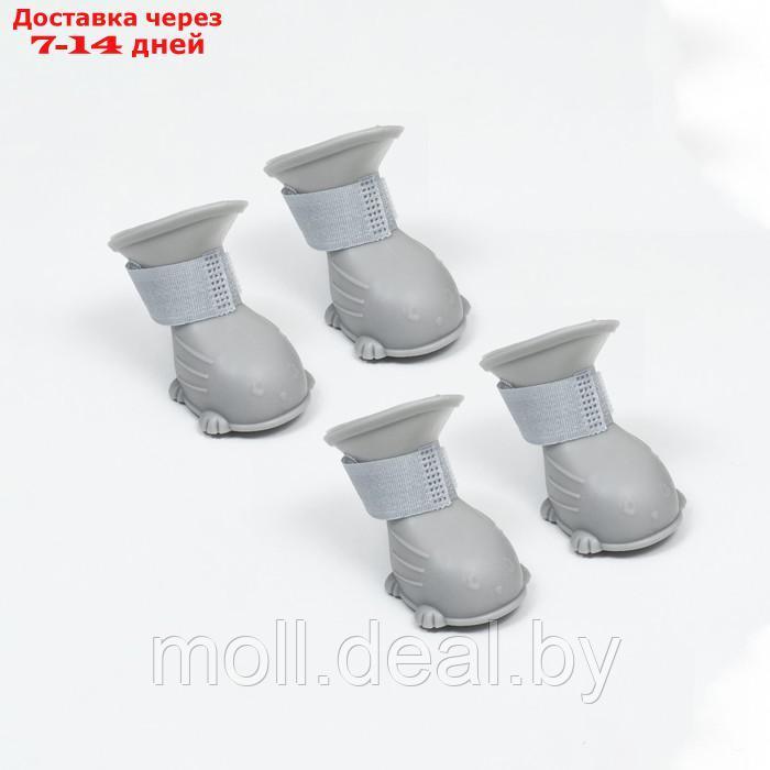Ботинки для собак, резиновые, набор 4 шт, размер M , серые - фото 5 - id-p215250605