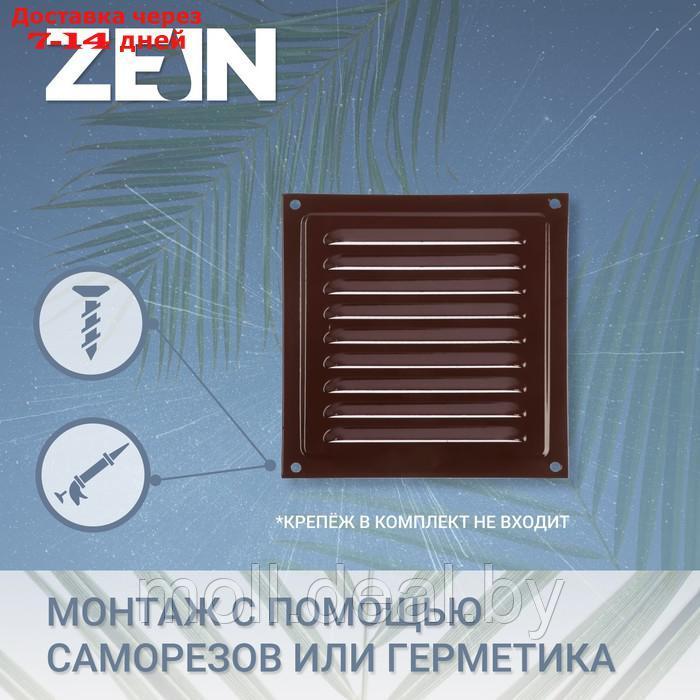 Решетка вентиляционная ZEIN Люкс РМ3030КР, 300 х 300 мм, с сеткой, металлическая, коричневая - фото 2 - id-p215250649