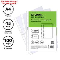 Файл-вкладыш А4, 45 мкм, СТАММ, матовый, вертикальный, 100 штук