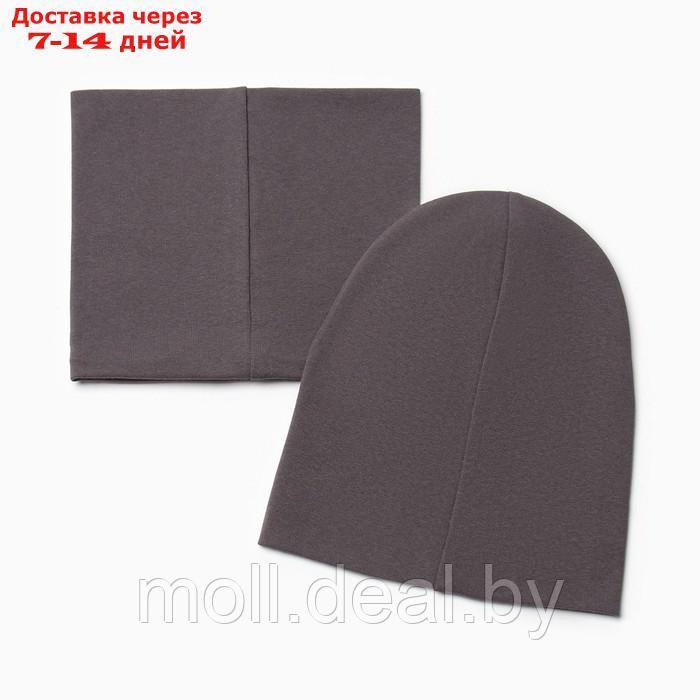 Комплект для мальчика (снуд и шапка), цвет тёмно-серый, размер 46-50 - фото 4 - id-p215261924