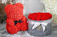 Медведь из долговечных 3D роз ручной работы разные расцветки, фото 10
