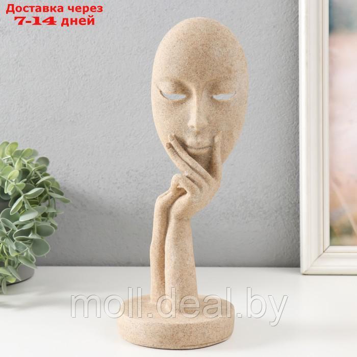 Сувенир полистоун "Маска - лицо девушки" песочный 11,5х11,5х29 см