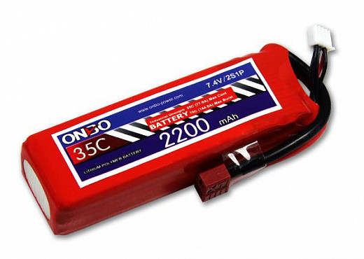 Аккумулятор LiPo Onbo 2200mAh 2S 7.4V (35C) T-dean - фото 1 - id-p215273405