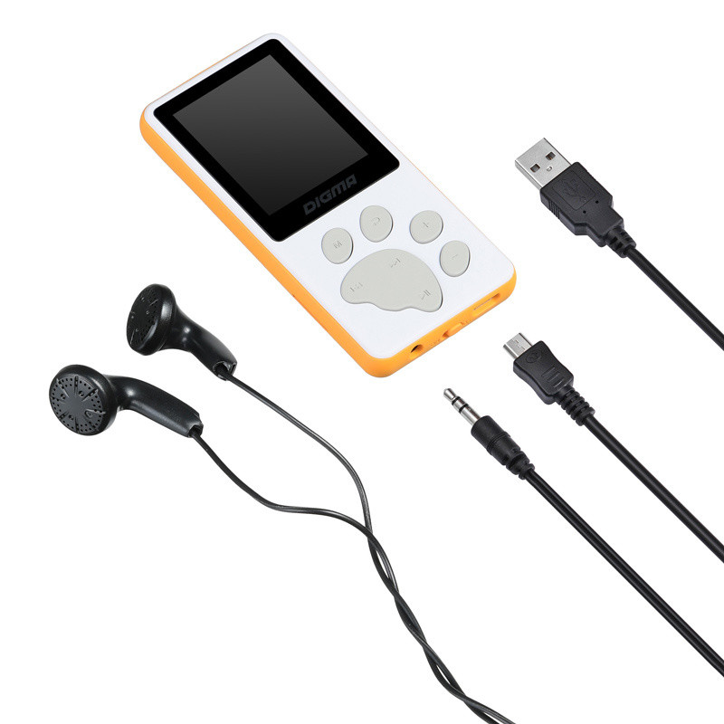 MP3 плеер - Digma S4 8GB, экран 1.8", FM радио, microSD, белый/оранжевый - фото 3 - id-p215273509
