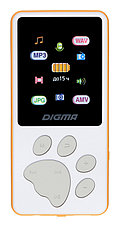 MP3 плеер - Digma S4 8GB, экран 1.8", FM радио, microSD, белый/оранжевый