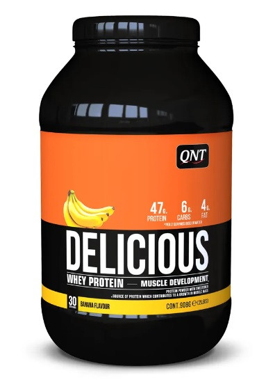 Протеин сывороточный (концентрат+изолят+гидролизат) Delicious Whey QNT 908г (банан) - фото 1 - id-p190203008