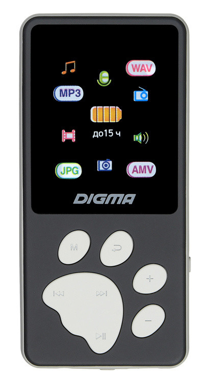 MP3 плеер - Digma S4 8GB, экран 1.8", FM радио, microSD, черный/серый
