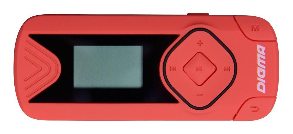MP3 плеер - Digma R3 8GB, экран 0.8", FM радио, microSD, прищепка, красный - фото 2 - id-p215273773
