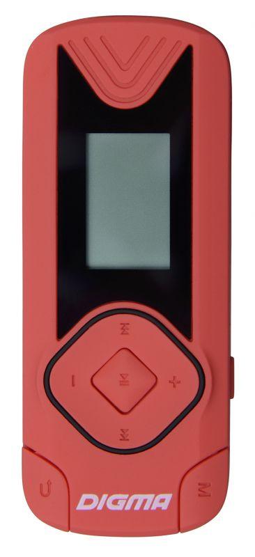 MP3 плеер - Digma R3 8GB, экран 0.8", FM радио, microSD, прищепка, красный