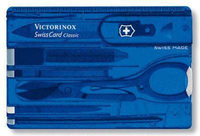 Швейцарская карта Victorinox SwissCard Classic, синий полупрозрачный, коробка подарочная [0.7122.t2] - фото 1 - id-p213131614