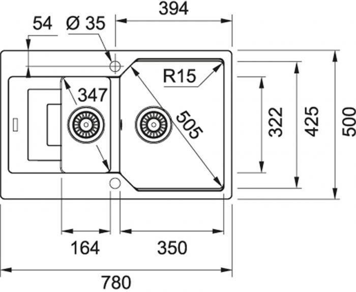 Мойка UBG 651-78 3,5", серый камень, стоп-вентиль в комплекте, монтаж Fast Fix, монтаж на столешнице от 12 мм - фото 2 - id-p215144246