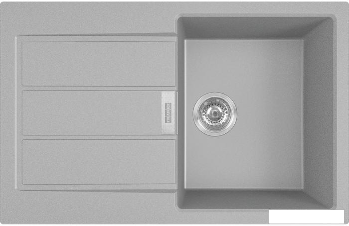 Мойка S2D 611-78 цвет серый, вентиль-автомат, скрытый перелив под пластиной, сифон в комплекте, крепления Fast - фото 1 - id-p215144302