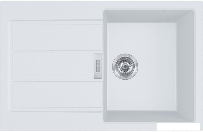 Мойка S2D 611-78 цвет белый, вентиль-автомат, скрытый перелив под пластиной, сифон в комплекте, крепления Fast - фото 1 - id-p215144305
