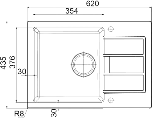 Мойка S2D 611-62/435 цвет серый, вентиль-автомат, скрытый перелив под пластиной, сифон в комплекте - фото 2 - id-p215144315