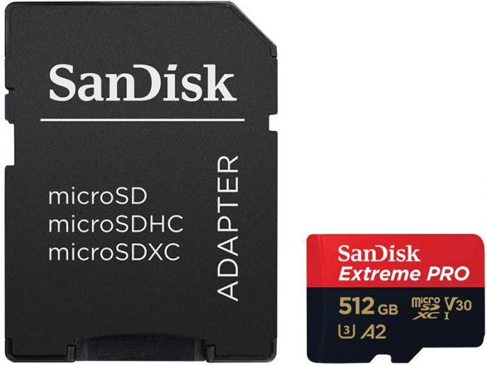 512b - SanDisk Extreme Pro Micro Secure Digital XC Class 10 UHS-I A2 C10 V30 U3 SDSQXCD-512G-GN6MA с - фото 1 - id-p214065241