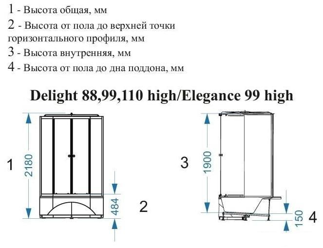 Душевая кабина Domani-Spa Delight 110 High 100x100 (матовое стекло/белый) - фото 5 - id-p215117221