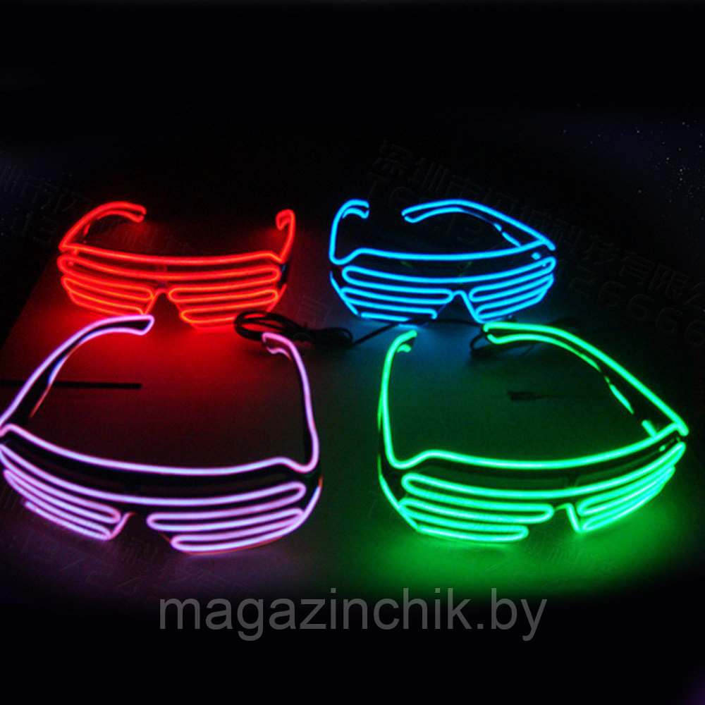 Светящиеся неоновые очки киберпанк, разные цвета, очки для тик ток - фото 1 - id-p215279083