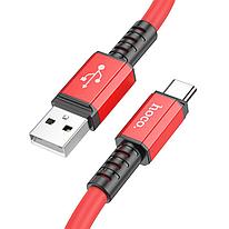 Кабель Type-C - USB 1м - HOCO X85, 3А, силиконовая оплётка, красный