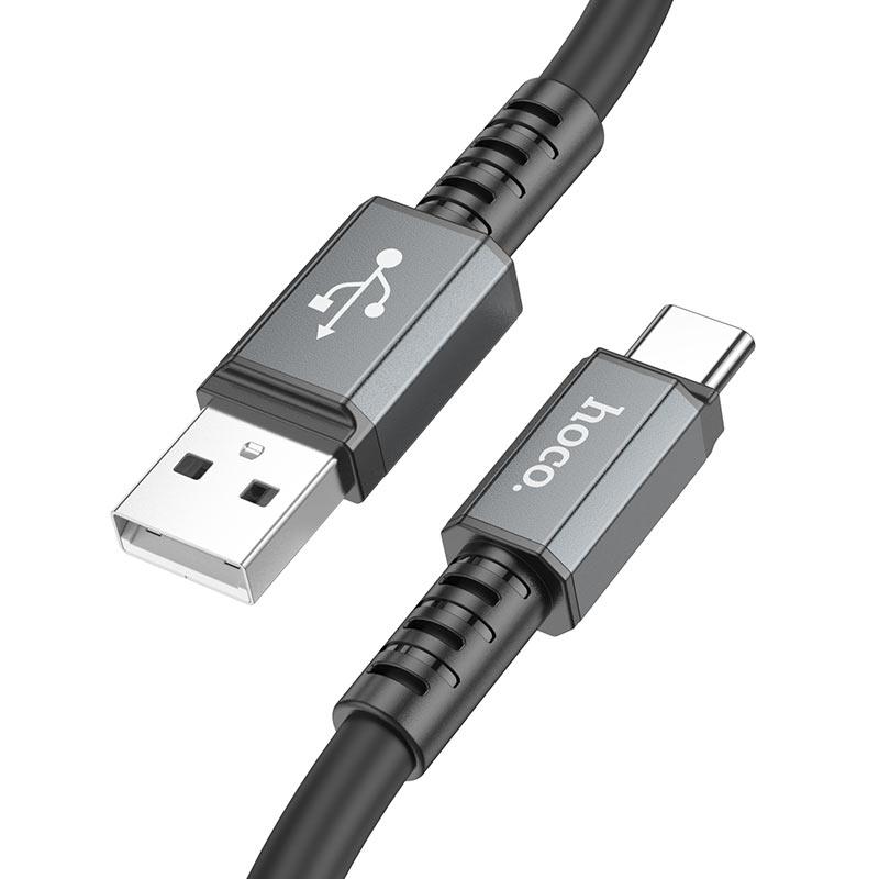 Кабель Type-C - USB 1м - HOCO X85, 3А, силиконовая оплётка, чёрный