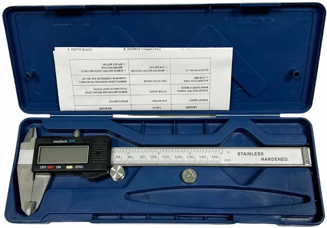 Штангенциркуль цифровой с экраном в пластиковом боксе 150мм (6 ) Digital Caliper - фото 5 - id-p215279346