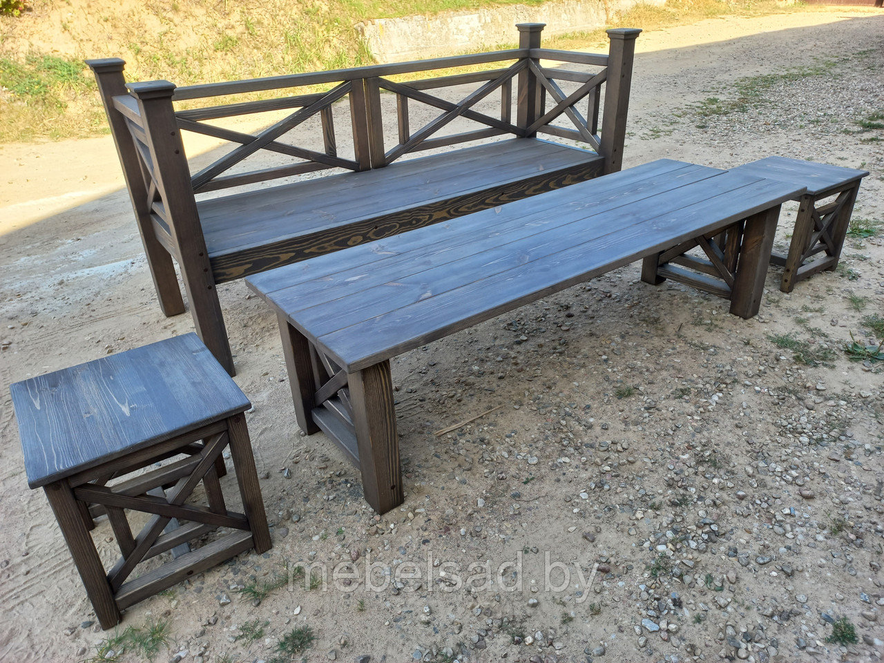 Набор садовый и банный из массива сосны "Прованс Супер №3" 1,5 метра 4 предмета