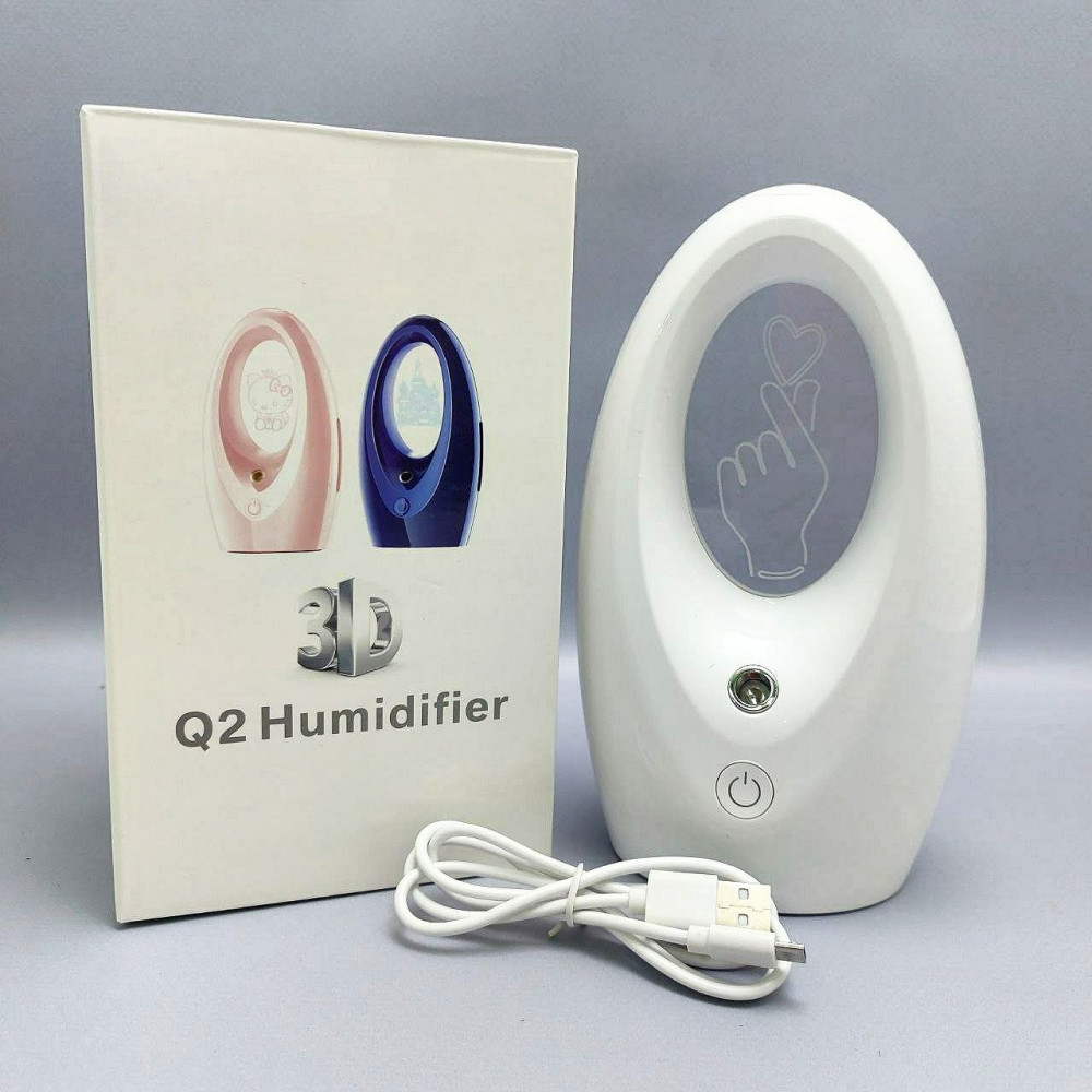 Ультразвуковой увлажнитель (аромадиффузор) воздуха ночник Humidifier Q2 с 3D подсветкой 320 ml - фото 5 - id-p215281228