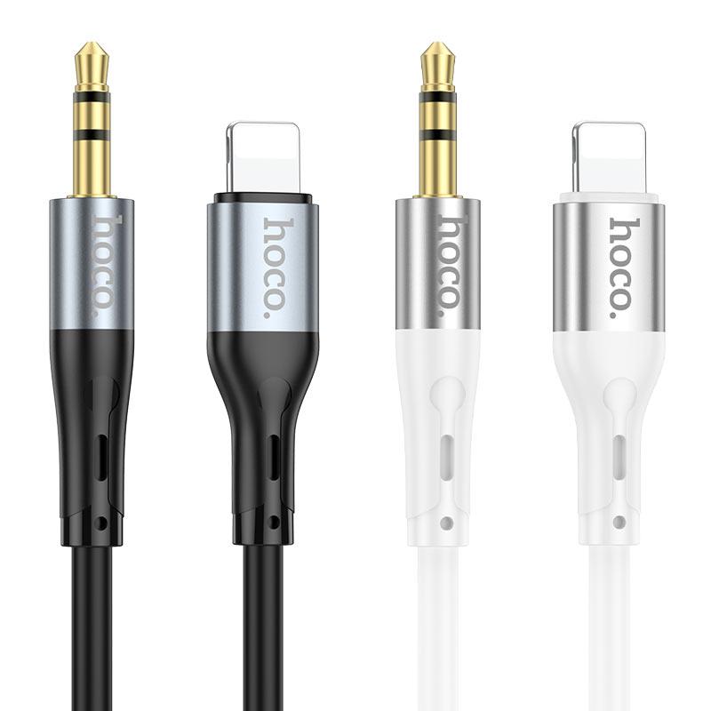 AUX кабель Lightning - Jack 3.5 1м - HOCO UPA22, силиконовая оплетка, чёрный - фото 8 - id-p215281375