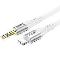 AUX кабель Lightning - Jack 3.5 1м - HOCO UPA22, силиконовая оплетка, белый