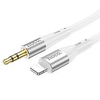 AUX кабель Lightning - Jack 3.5 1м - HOCO UPA22, силиконовая оплетка, белый