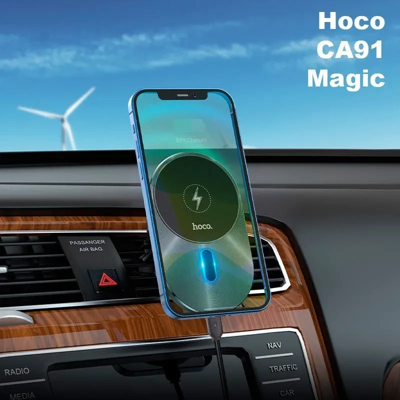 Автомобильный держатель для телефона CA91 Magic magnetic wireless fast charging car holder серый - фото 4 - id-p215282036