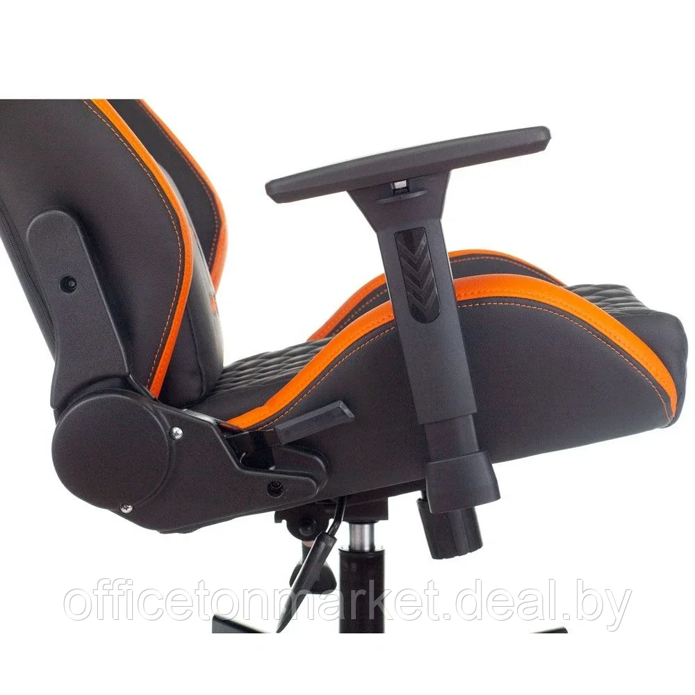 Кресло игровое Бюрократ "Knight Outrider", экокожа, металл, черный, оранжевый, ромбик - фото 9 - id-p178284894